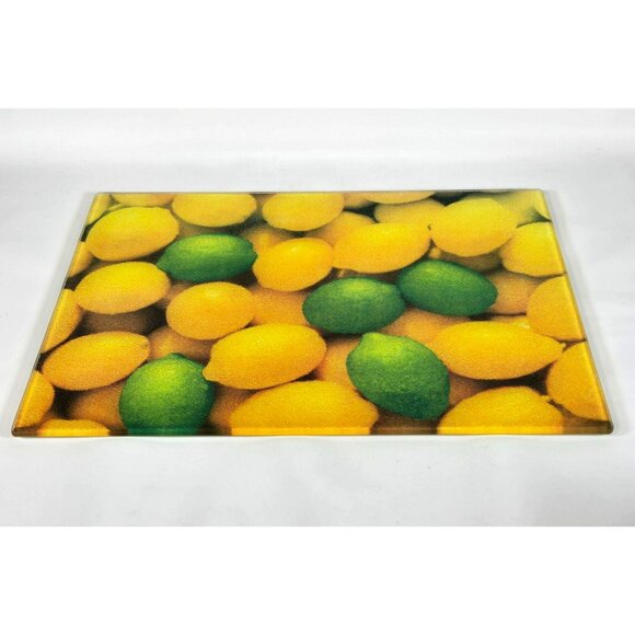 Fresh Lemon Lime Textured Glass Cutting Board Citrus Kitchen Decor 16" x 12" - Picture 2 of 9